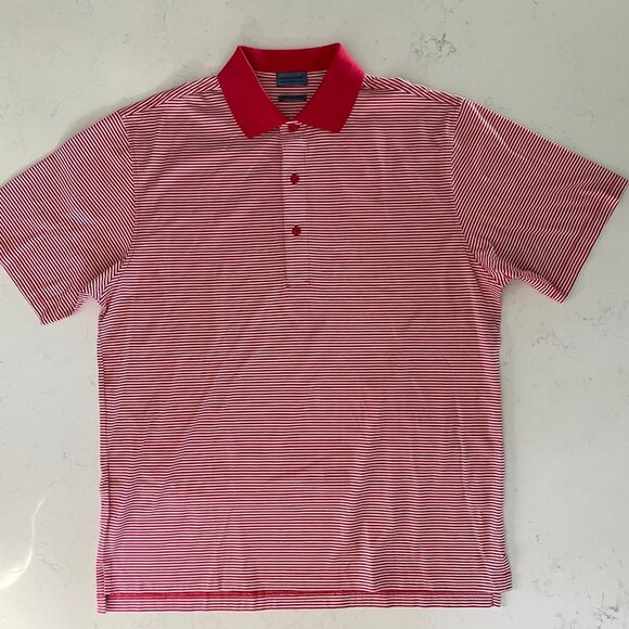 Dockers Tour Athletic SS Striped 3 Button Cotton Polo Shirt Red White Sz S NWOT - Picture 11 of 11